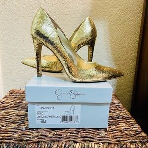 Jessica Simpson Shimmering Gold Heels